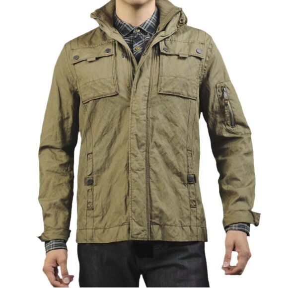 Jeremiah Thorne Coated Canvas Jacket Mens Sz XL in Military Peat Khaki Tactical